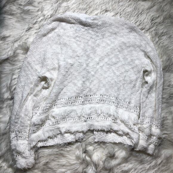 Fate white bohemian fringe knit cardigan sweater - Picture 7 of 9